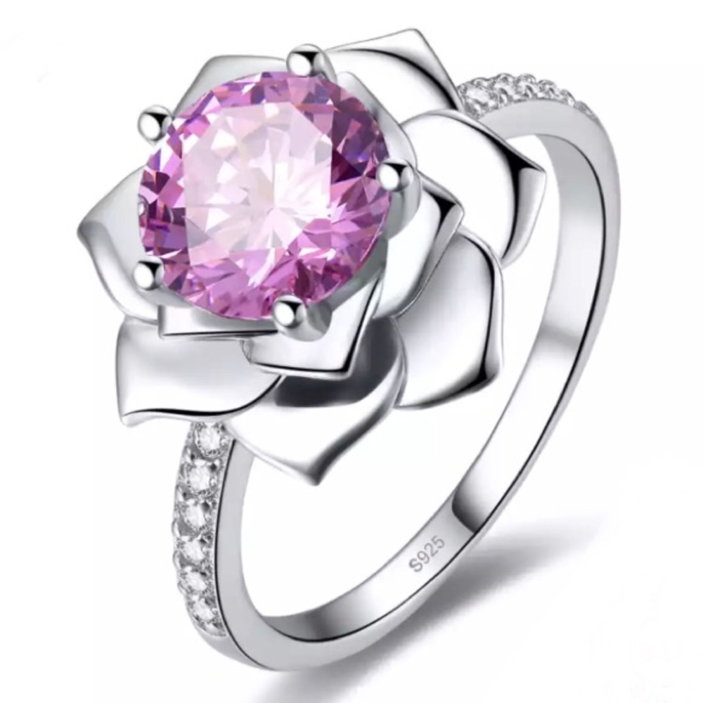 🆕925 Pink and White Topaz Round 2TCW Size 6